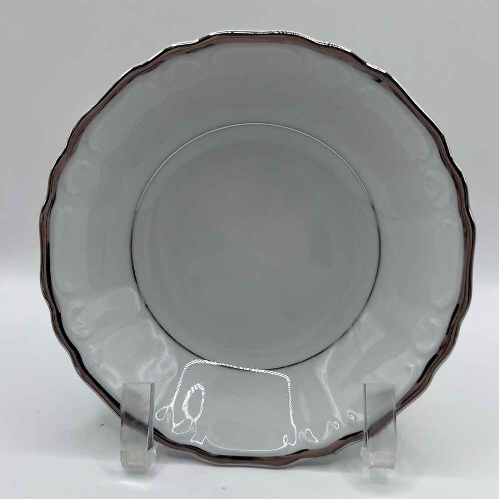 Harmony House Fine White China Silver Trim Japan 4"